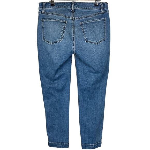 Talbots Petite Cropped Jeans Size 6P Blue Nautical Ankle Button Stone Wash Denim - Picture 3 of 11